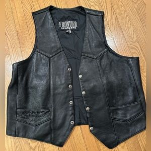 Frontier Leather Vest with Harley Davidson patch